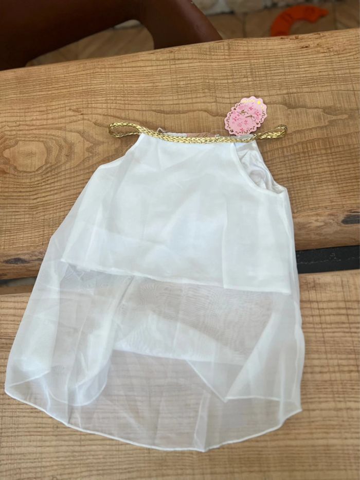 Neuf étiqueté Top blouse tunique blanche taille 6 ans doré débardeur été voilage