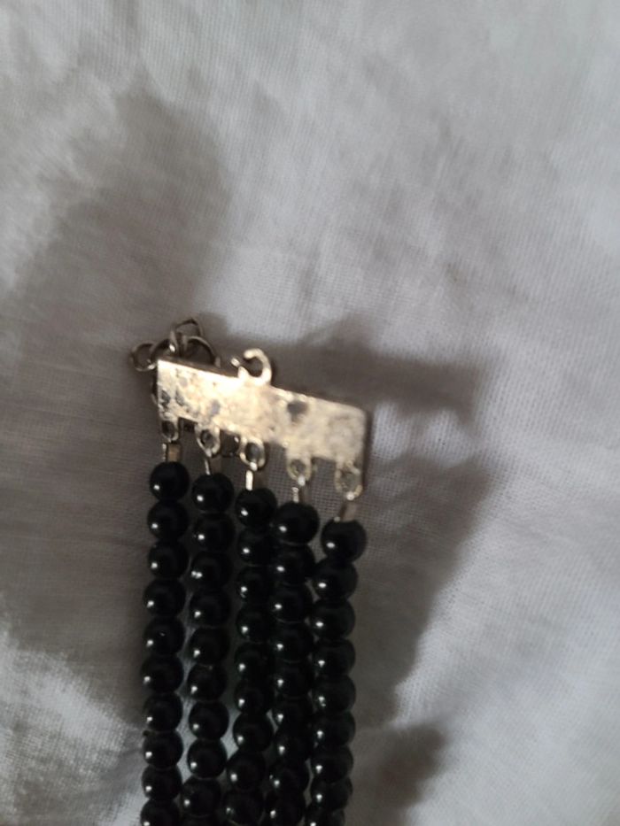 Bracelet fantaisie noir et argenté - photo numéro 7