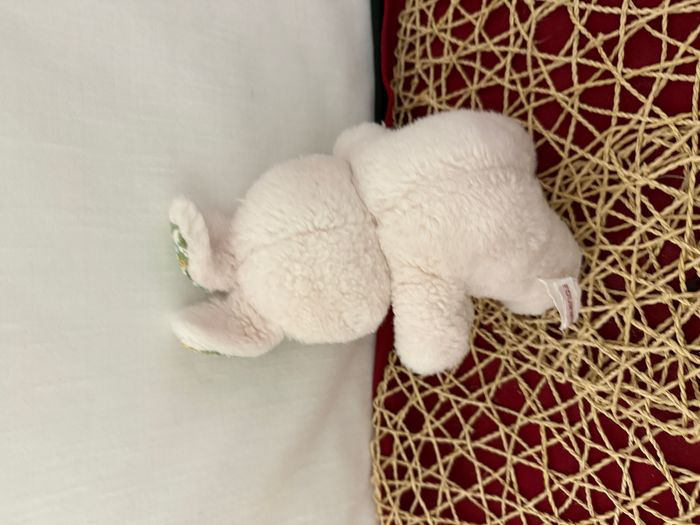 doudou vintage lapin grelot blanc fleuris - photo numéro 2