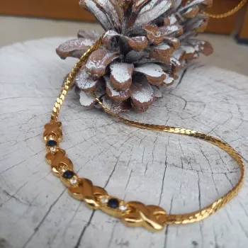 Collier vintage doré et perles