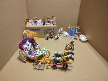 Playmobil 70449 Calèche + 70454 Sdb royale + 70453 Chambre de princesse + 6168 - occasion