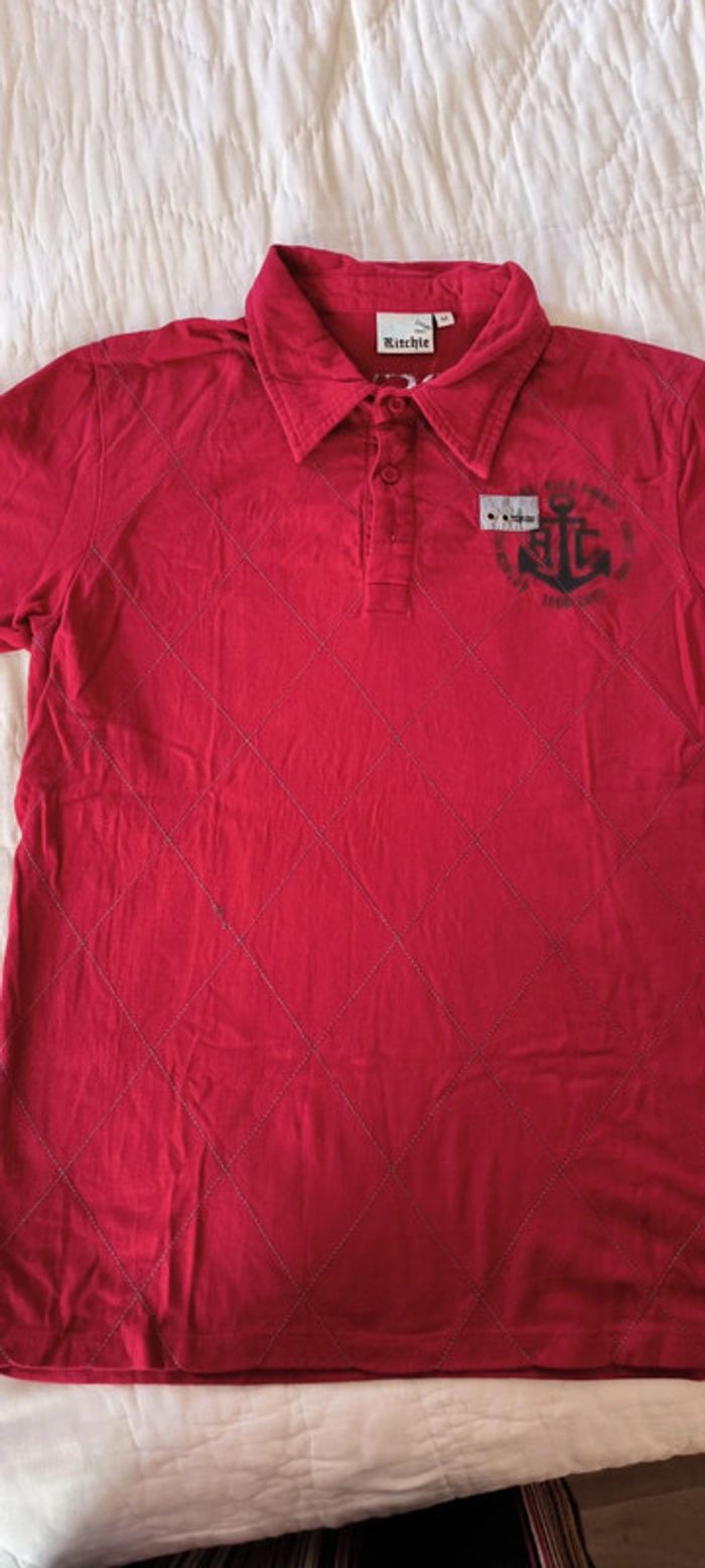 Polo ritchi coton rouge bordeaux M