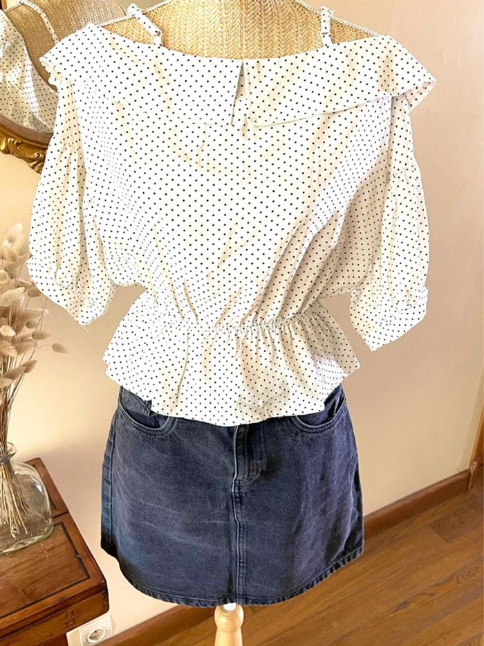 Sublime Top blanc à Pois noir Vintage dressing - photo numéro 3