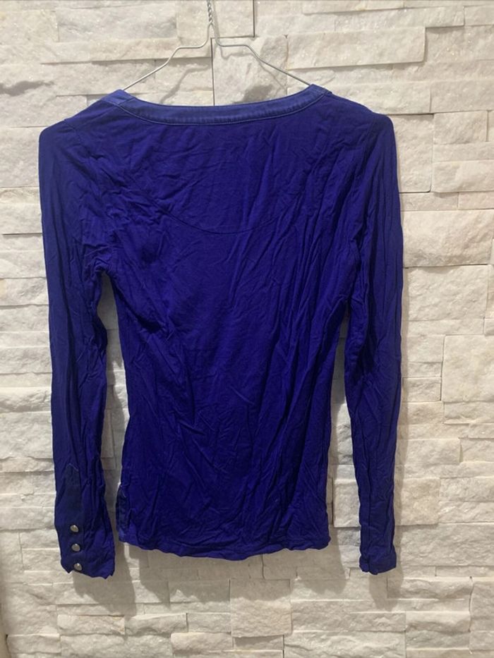 Haut manches longues bleu Soie Karen Millen T6 UK TS - photo numéro 7