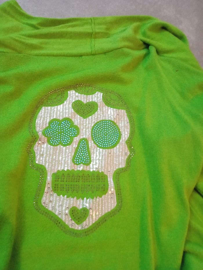 Gilet mi long skull neuf vert - photo numéro 3