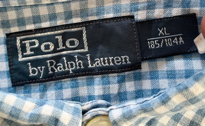 Polo/chemise/T.shirt à carreaux bleu clair et blanc Polo Ralph Lauren (logo brodé), homme, taille XL - photo numéro 4