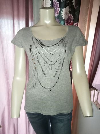 Top/ t-shirt Miss Liberto "Rock" gris chiné neuf sans étiquette taille S