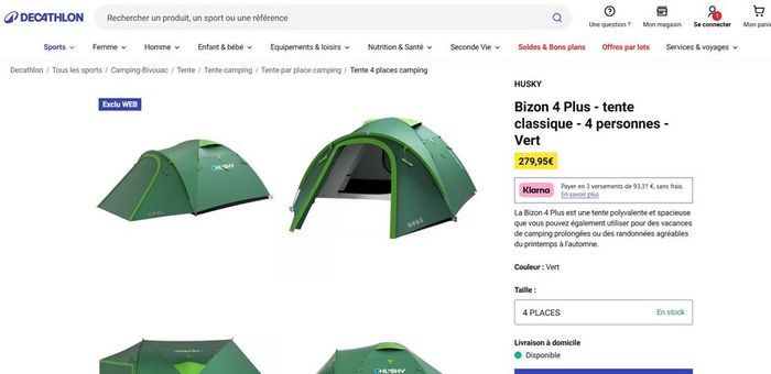 Tente Bizon 4 plus - HUSKY - 4 Personnes dans son sac de rangement Neuve avec étiquette - photo numéro 4