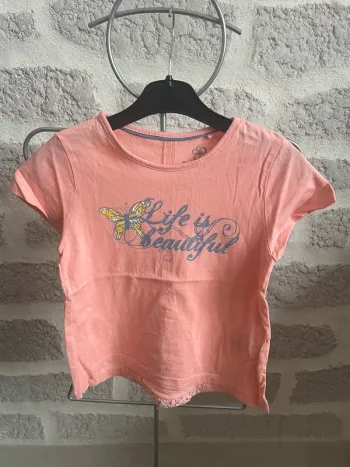 Tee shirt fille mc lupilu papillon 6 ans colori corail