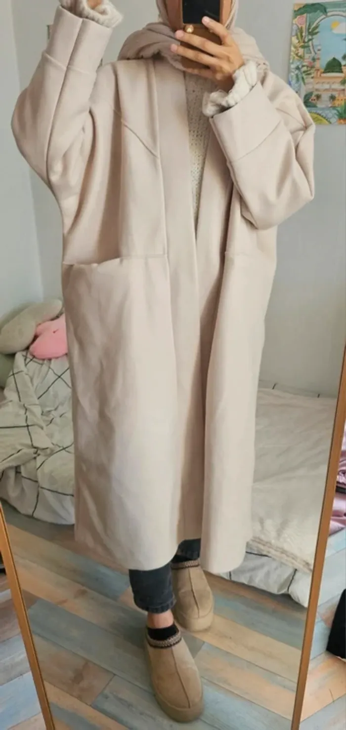 Manteau kimono avec poches crème NEUF - photo numéro 5