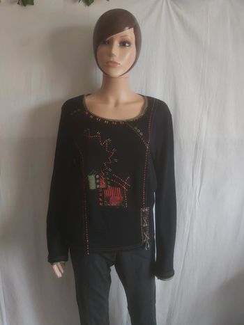 Pull motifs originaux 💮 Laine Angora Coton _ T. 44 Figure Libre