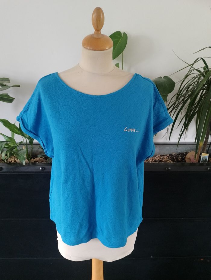Tee shirt bleu neuf Promod - photo numéro 1