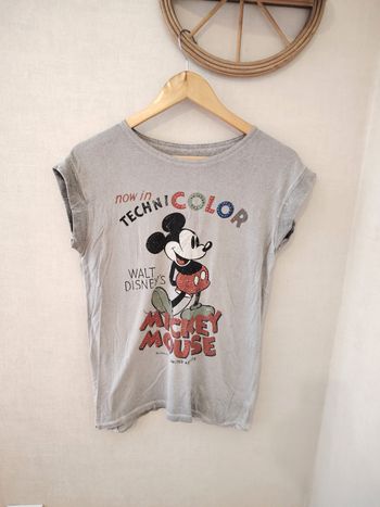 🐭T-shirt haut gris Walt Disney Mickey Mouse avec strass Disneyland Paris