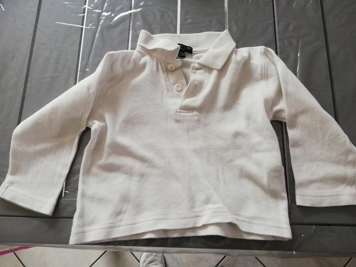 Polo manches longues 23 mois blanc