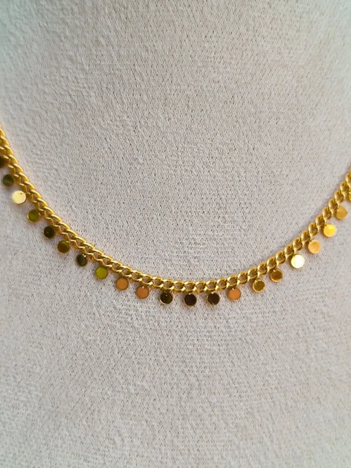 Collier doré avec franges pampilles rondes - photo numéro 5