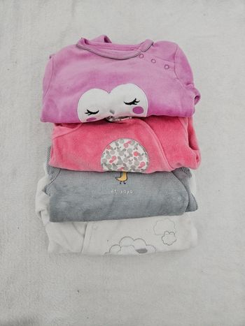 Lot de 4 pyjamas ouverture devant 3 mois