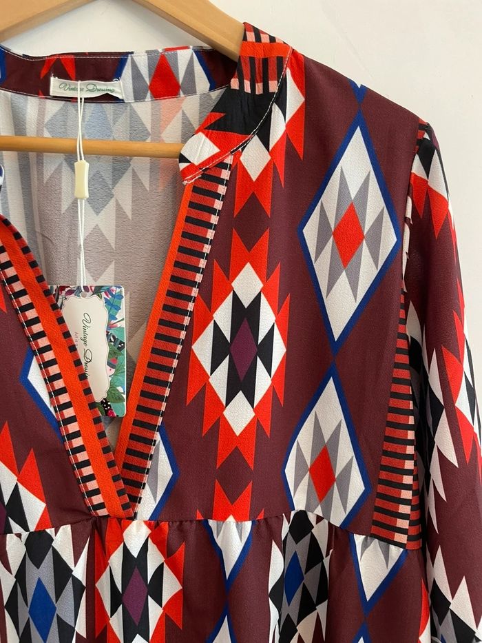 Robe courte large motif ethnique - photo numéro 2