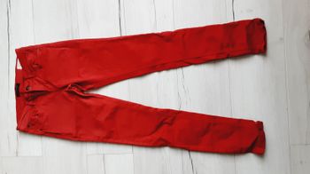 Vêtement femme pantalon type jean rouge bordeaux Bonobo W38/28 skinny fit