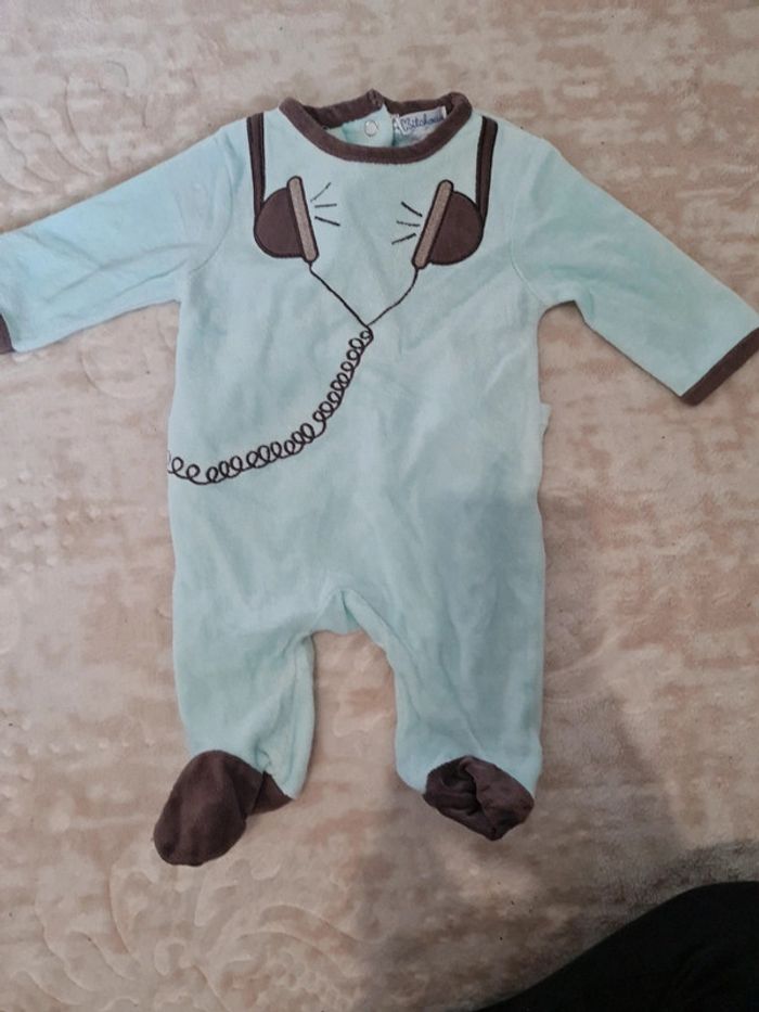 Pyjama 1 mois très bon etat bleu turquoise - photo numéro 2