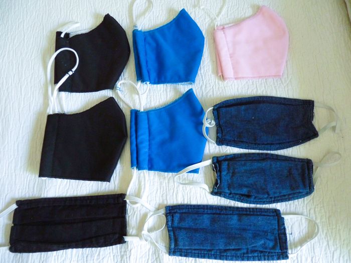 Masque visage enfant tissu protection TBE lot multicolore fait main - photo numéro 2