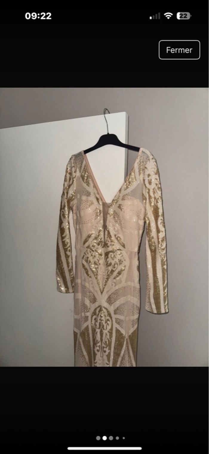 Magnifique robe de soirée doré et beige - photo numéro 3
