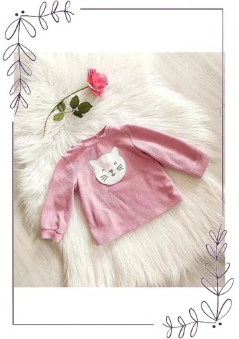 Pull sweat polaire bébé fille avec tête de chat à rabat