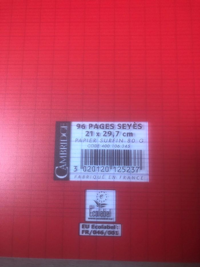 Cahier rouge 21x29,7cm - photo numéro 2