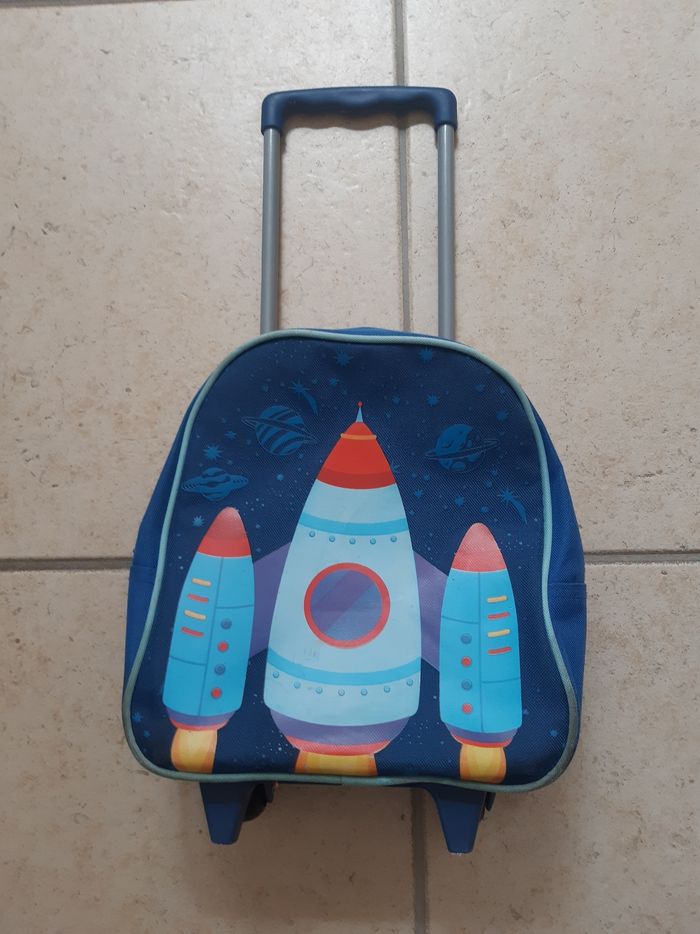 Sacs à dos maternelle à roulettes fusée bleue - photo numéro 4