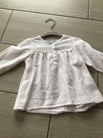 Blouse blanche à pois gris 12 mois