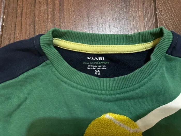 sweat pull garcon en coton marine et vert motif tennis kiabi 3 ans - photo numéro 5