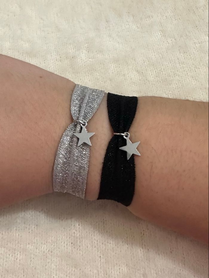 Lot de 2 bracelets tissu étoile argentée - photo numéro 2