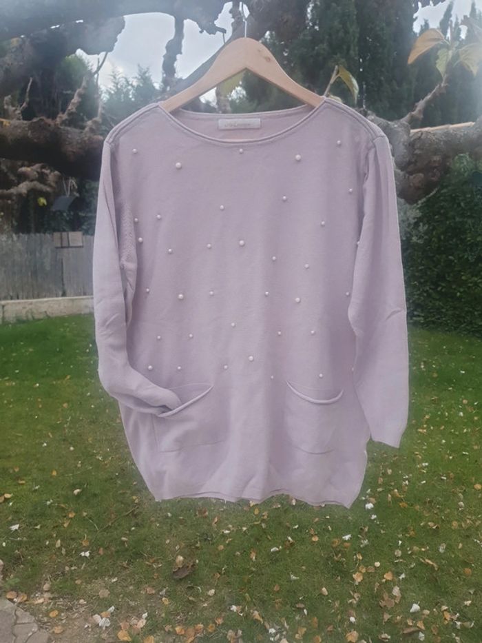 Pull rose poudré avec perles