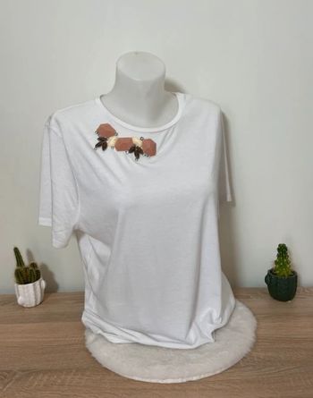 T-shirt blanc faux diamants Zara