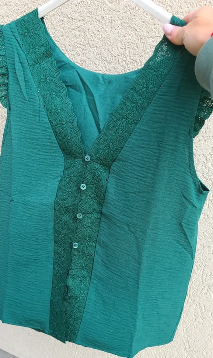Top en gaze de coton, Réversible, dos dentelle - Neuf - Plusieurs coloris et Tailles disponibles - photo numéro 7