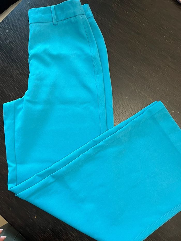 Pantalon pince - taille haute turquoise