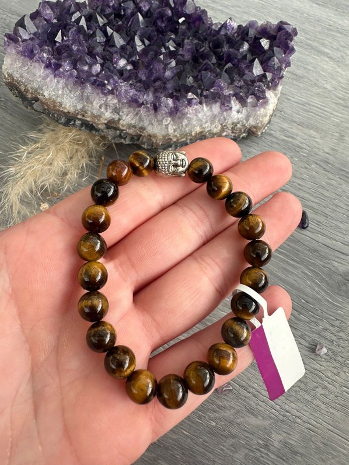 Bracelet en œil de tigre véritable d’Australie et Buddha – Pierre naturelle - photo numéro 4