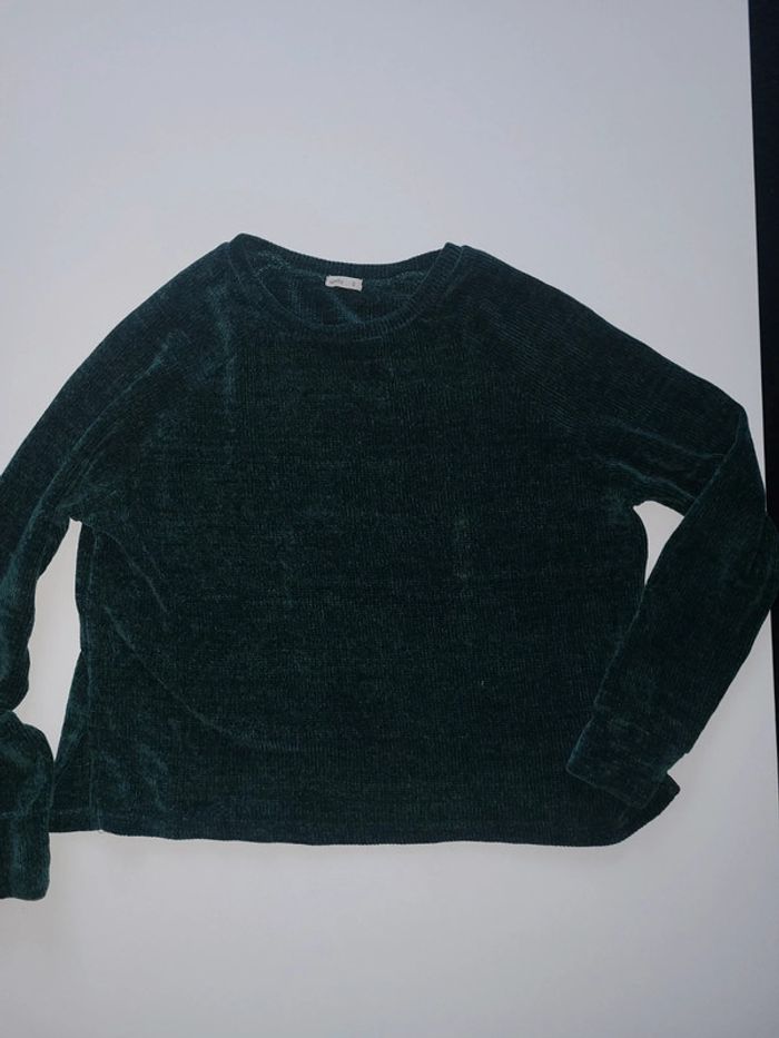 Pull velours vert sapin