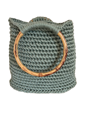 sac cabas avec poignées en bambou fait main au crochet