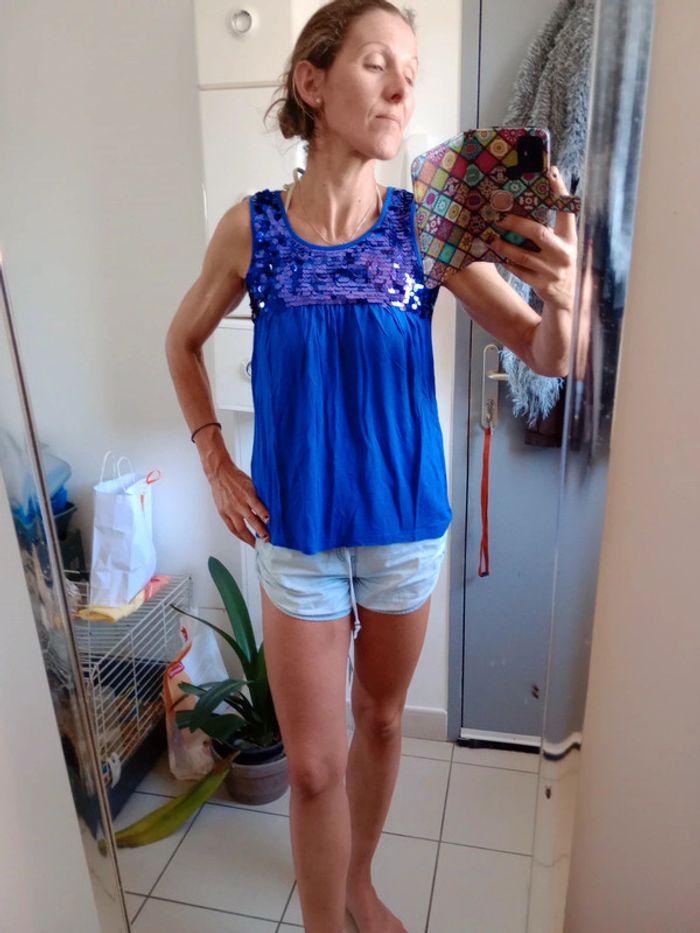 Top fille 14 ans bleu marine à Sequins c21 - photo numéro 6