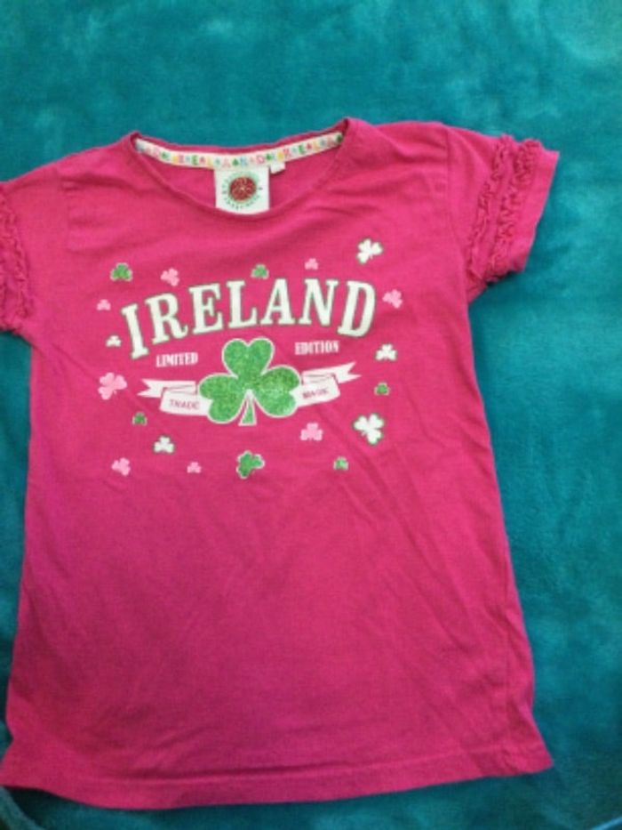 tee shirt teeshirt rose 7 / 8 ans decor tbe