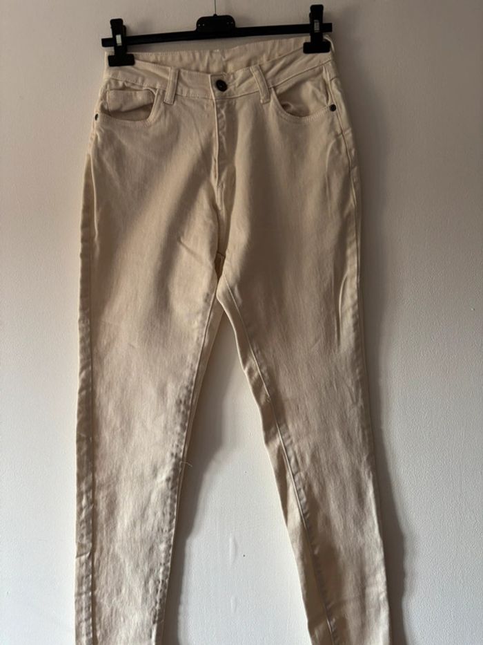 👖 Jolie jeans skinny crème taille haute 👖 - photo numéro 2