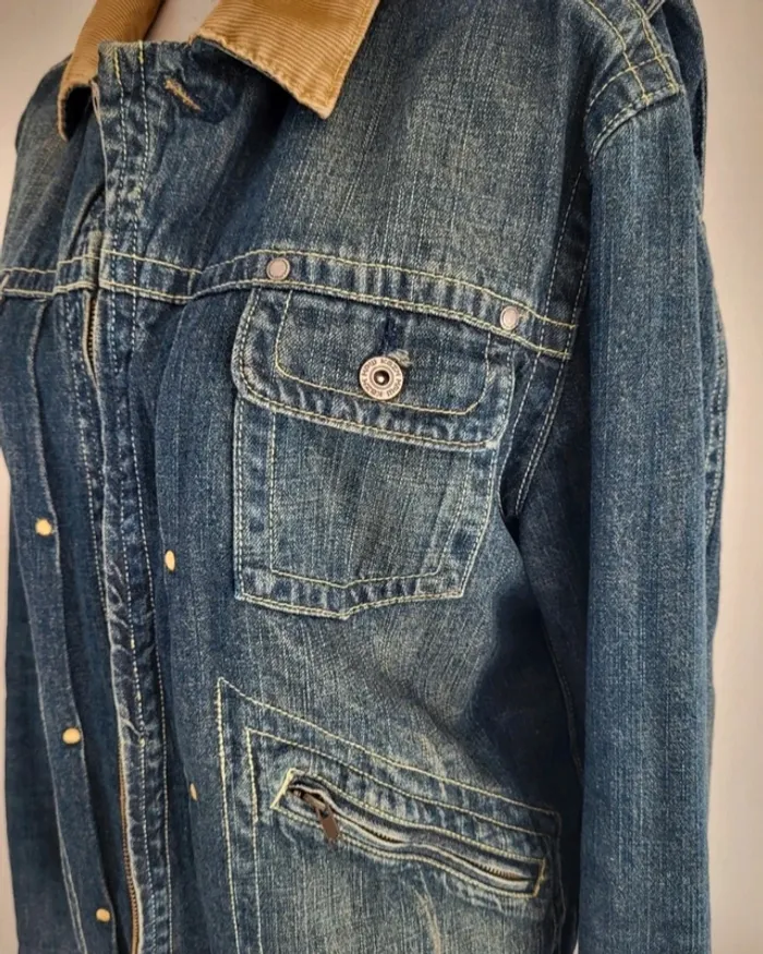 Veste style blouson en jean bleu foncé Hpw Kazh Soul Rebel Taille L ou 48 - photo numéro 5