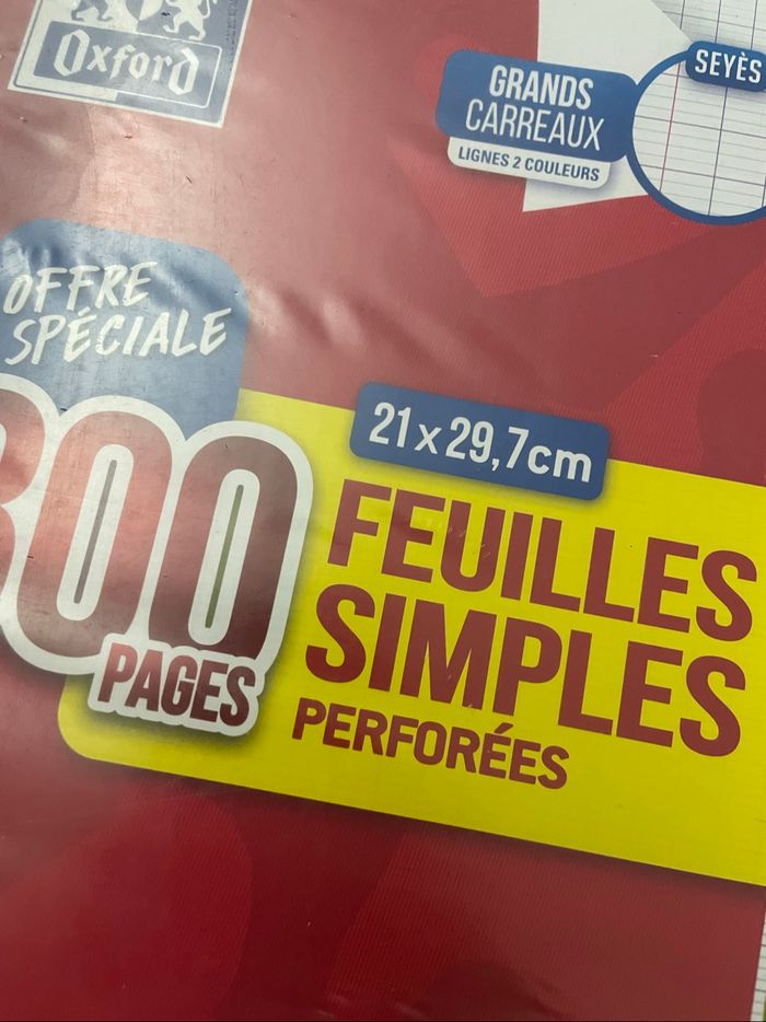 Lot feuilles simples 300 feuilles grands carreaux - photo numéro 2