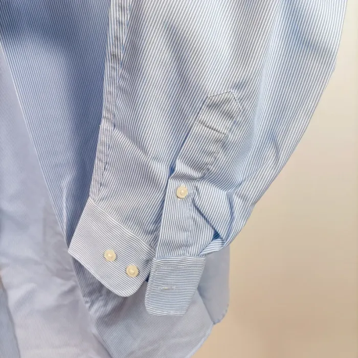 Chemise rayée bleu clair col boutonné coupe droite manches longues homme taille M A880 - photo numéro 13