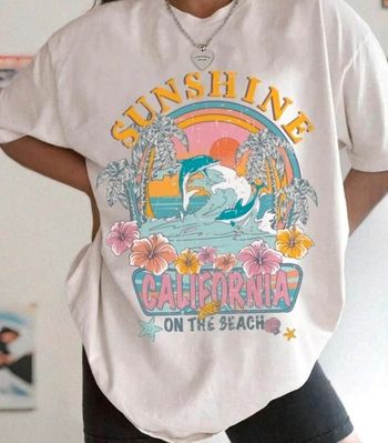 T-shirt “Sunshine California” 100 % coton – Taille S oversize neuf