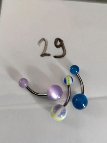 lot de 3 piercings nombril acier chirurgical et acrylique