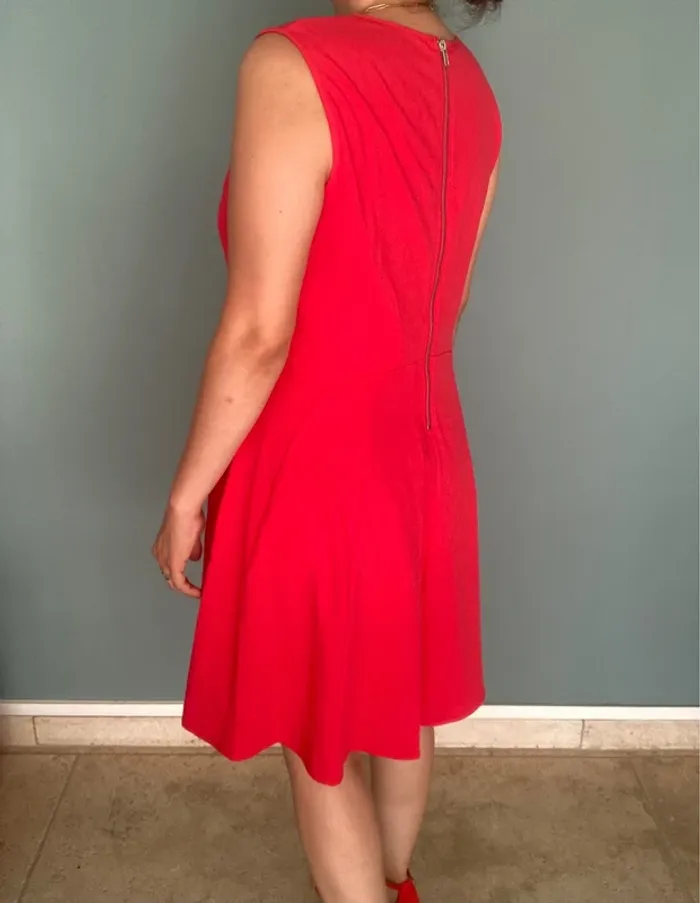 Robe Rouge Midi Sans Manches Camaïeu M - photo numéro 4