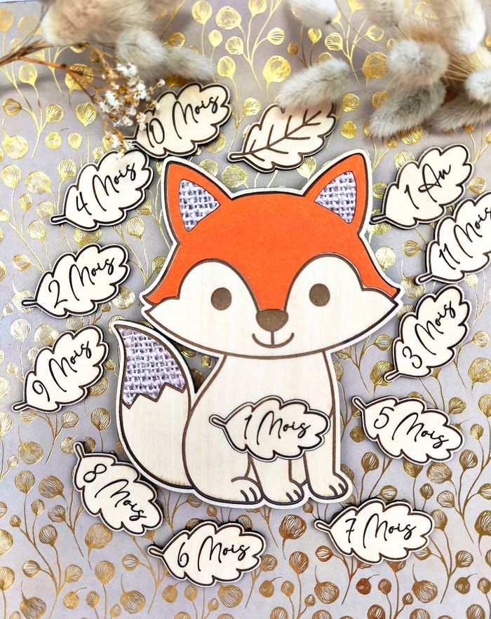 Jolie carte étapes Renard 🦊 en bois