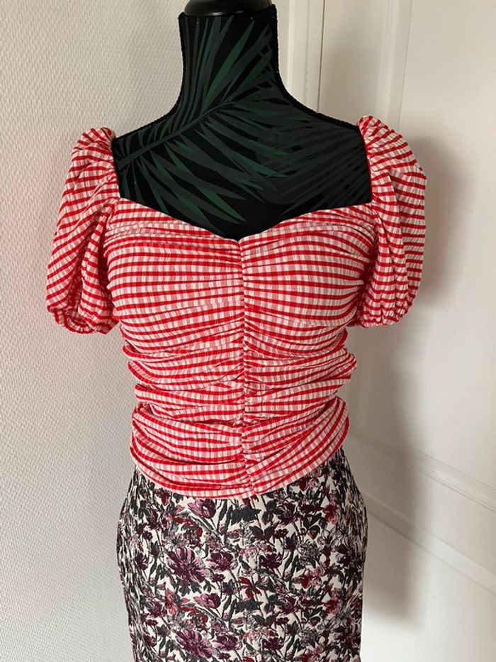 Top court carreaux Vichy taille S