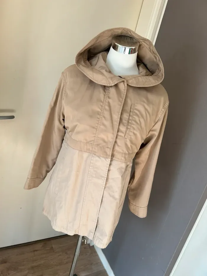 veste parka trench-coat imperméable mi longue Modèle trio, beige femme, taille 1/36 - photo numéro 10